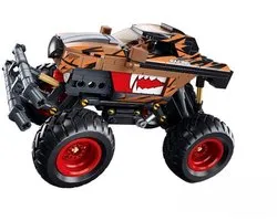 Sluban PowerBricks Monster Truck Oranje Racing Off Road bouwspeelgoed – Constructiespeelgoed voertuig modelbouw – bouwdoos met 269 bouwstenen – M38-B1160 – vanaf 6 jaar