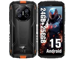 DOOGEE Fire 3 Ultra Smartphone Robuste - 24 GB RAM - 256 GB ROM - 8350 mAh - 5,5 inch - Android 15 - IP68/IP69K Téléphone Outdoor - Face ID - OTG - NFC - Oranje