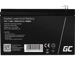 Green Cell 12V 7Ah (6.3mm) 7000mAh VRLA AGM accu