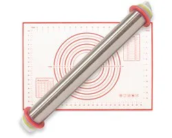 Nimma® Deegroller - Verstelbaar - Inclusief XL Bakmat 60 x 40 cm - Antikleef - Deegmat - RVS