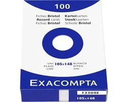Pak 100 steekkaarten bristol - effen niet geperforeerd 105x148mm, Wit