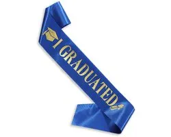 LUQ - Graduation Sjerp – Blauw met Gouden Tekst – Accessoire Geslaagd, Afstuderen & Graduation