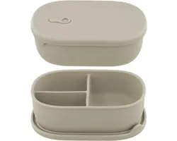 Siliconen Bento Box - Met Deksel - Lunchbox met Verdeling - Lunchbox - Met 3 Compartimenten - Lekvrije Voedselverdelers - Lunchbox voor Kinderen en Volwassenen - Magnetronbestendig - Vriezerbestendig - 1000ml - Beige