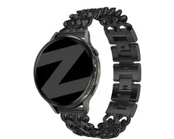 Bracelet Bandz en métal 'Double Chains' compatible avec Samsung Galaxy Watch 7 (40/44mm) / Galaxy Watch 6 (Classic) / Watch 5 (Pro) / Watch 4 / Watch 3 / Watch FE / Polar Ignite 3-2 / Pacer / Unite / Huawei GT3 - GT2 / Amazfit GTS 4-3-2 (Noir)