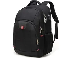 Lichtgewicht Laptoprugzak voor School en Reizen - Waterdichte Backpack met USB Oplaadpoort - 15.6 Inch Laptopvak Zwart
