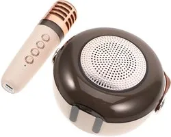 Karaoke speaker - Draagbare microfoon - Feest entertainment - Geïntegreerd ontwerp - Compact formaat - Beige