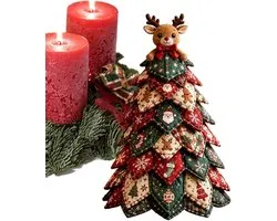 DIY-pakket – 15*10 cm – DIY-patchworkpakket – DIY-quilt-kerstpakket – Halloween-decoratie – Kerstelementen – – Boomset van gewatteerde stof – Handgemaakt – Tijdverdrijf – Cadeaus voor beginners en knutselliefhebbers – Kerst rendieren