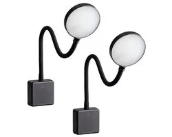 SEBSON® 2x LED Socket Lamp Dimmable Black, Wall Lamp with Plug 4W, Goose Neck Flexible Neutral White 4000K - Reading Light, Night Light
