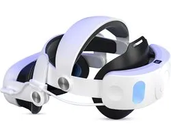 JustValue Elite Strap met Accu en VR Cover geschikt voor Meta Quest 3 – 10000mAh – Verstelbare Hoofdband – Comfort Accessoire – Ergonomisch Design – Geschikt voor Oculus Quest 3 – VR Headstrap met Batterij