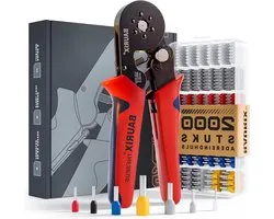 Krimptang Zeskant met Set 2000 Adereindhulzen - Zelfinstellend - Adereindhulstang - Ferrule Crimping Tool Kit - [025-6mm²] Draadeind Tang - Ferrule Krimptang Kit
