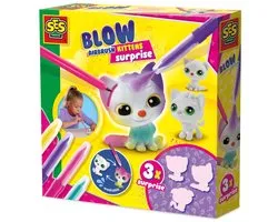 SES Creative - Blow Airbrush Pens - Kittens Suprise - Knutselen Meisjes - 4 Pennen en 3 Kittens - Herbruikbaar - Vanaf 5 jaar