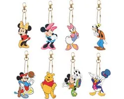 Sleutelhangers - 123 - set van 8 - Disney -Diamond painting - compleet pakket - Diamond painting by Wietske