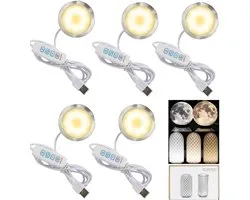 GELLDG LED-verlichtingsset - Driekleurig - 5 stuks - 3W - 5V - USB-voeding - 3000K warm licht - Geschikt voor Bambu Lab Makerworld, 3D-printen, doe-het-zelf hardwaremodellen en reserveonderdelen.