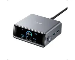 Anker Prime Lader (250W - 6 Poorten - GaNPrime) - 4x USB-C & 2x USB-A - Dynamic Power Distribution - Smart Display - Snelladen tot 140W - ActiveShield 2.0 - Compact & Krachtig