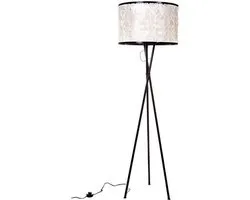 Lampadaire lampe de table fait main Lampadaire Design salon chambre Roxas avec abat-jour coquillages capiz ronds et trépied en bois 172 cm