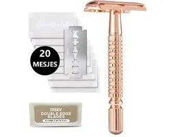 DISEV - Safety Razor Zwart - Scheermesjes - RVS - 20 Scheermesjes - Vrouwen & Mannen - Scheermes - Veiligheidsscheermes - Double Edge - Single Blade