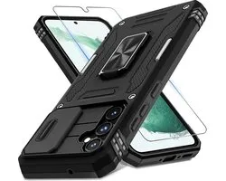 Étui Podec adapté pour Samsung Galaxy A16 - Zwart Coque de téléphone - Étui anti-choc Case Cover Hybrid Armor Hoes avec Kickstand Ring avec Protecteur d'écran
