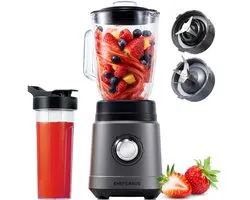 Blender de Kitchen CHEFSHAUS - Glas de 1,5 L et Go de 700 ml - Grijs/ Zwart - 1200 W - Sans BPA