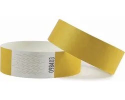 CombiCraft Blanco Tyvek Polsbandjes Geel - 200 stuks