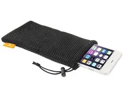 Mesh Pouch Bag with Chain and Loop Closure voor Lenovo Legion Phone 3 Pro (2022) - Black