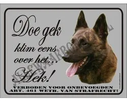Hollandse Herder 252....formaat: 15x20cm...(ondergrond:zilver)...(Doe gek...klim eens over het Hek!)...(zilver/zwart+full color afb.)