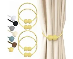 Hion Magnetic Curtain Tiebacks Golden 4 Pack, Curtain Tiebacks Buckles Holdbacks Holders Hooks Clip for Home Bedroom Office Decorative Thick or Thin Curtain