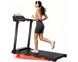 Compacte opvouwbare loopband voor thuis. Snelheid tot 12 km/u, helling handmatig in 3 standen instelbaar, 3,0 pk motor . Maximaal gebruiksgewicht 120 kg – ideaal voor wandelen, joggen en hardlopen