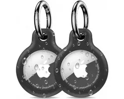 Porte-clés étanche adapté à Apple Airtag | Lot de 2 Zwart | Idéal pour animal de compagnie, chien, chat, vélo, voiture, clés, valise, fat bike | Coque | Porte-clés | Support | Étui