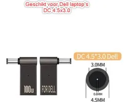 Togadget® - PD 100W Laptop Voedingslader Adapter voor Dell 4.5x3 - Type-C naar DC-converter - Power Delivery-adapter - Compatibele lader adapter voor Dell