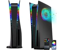 Faceplates Geschikt voor Playstation 5 Disk Edition - Console Skin Cover - Premium Faceplate - Cover Plate - Plates - Game Accessoires voor PS5 - Limited Edition Black Met Ledlight
