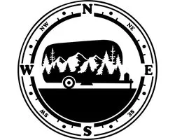 Sticker décoratif - camping-car - caravane - boussole