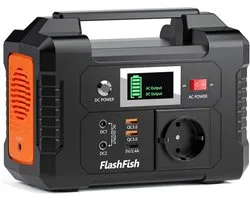 FlashFish E200 - Draagbare Powerstation - Aggregaat - Portable - 151 Wh - 40800mAh - AC 100-240V - 2xQC - ABS - DC 9-12V - 10A - 250W piek - kamperen en thuis - Snel Opladen