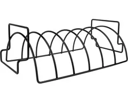 Krumble Klemrooster - BBQ Spareribs rek - Vlees en Spare Rib rek - Rib rack - Spareribs houder - Omkeerbaar - Ovenrooster - BBQ accessoires - Metaal - Zwart