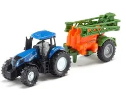 SIKU 1668, New Holland Tractor met Veldspuit, metaal/kunststof