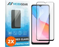 Mobigear Screenprotector geschikt voor Vivo Y21s Glazen | Mobigear Premium Screenprotector - Case Friendly - Zwart (2-Pack)