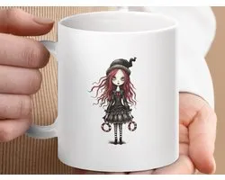 Mok, Gothic Witch Mug, Halloween Coffee Mug, Cute Creepy Mug, Emo Witch Mug, Spooky Season Mug, Witchcraft Mug, Witchy Girl Mug, Horror Mug