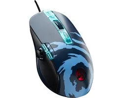 Souris de Gaming USB LEXIP Kakashi "Kamui" - Design animé exclusif Naruto Shippuden - Câble USB - Convient pour PC - Optique 12 000 DPI - Pieds de souris et joystick en céramique brevetés - noir, bleu clair