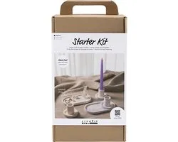 Creativ Company Starter DIY Set Resin Casting 3 Kaars holders en 2 Dienbladen Blauw Licht Roze Wit 1 pack