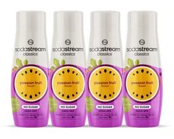 SodaStream Classics Passion fruit Zero siropen - Passievrucht smaak - Extra vitaminen en mineralen - Goed voor 36L bruisende drank - 4 stuks - 4x440ml