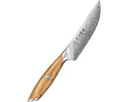 Hezhen X01 Flagship Series - Steakmes - Damascus Poederstaal (73 laags met kern van 14Cr14MoVNb) – Olijfhout – Professioneel vlijmscherp damastmes - Inclusief mooie geschenkdoos