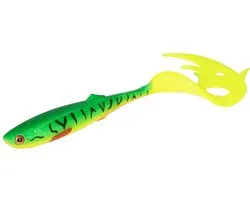 Mikado Sicario Pike Tail Softbait 10.5 cm 6 g Fire Tiger – 4 stuks – Roofvis Kunstaas