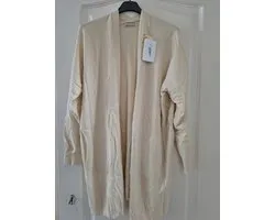 Gilet mi-long chaud pour femme Dysa - beige uni - Taille M/L