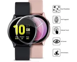 Protecteur d'écran Convient pour : Samsung Watch Active 2 44 mm - Protecteur d'écran en Tempered Glass en verre trempé - Dureté 9H - Sans bulles - 2 pièces