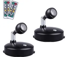Spotlight met afstandsbediening, mini decoratielamp, werkt op batterijen, geschikt voor bars, feesten, tentoonstellingsruimtes, kostuumvitrines, achtergronden - 2-pack