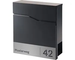 Moderne gepersonaliseerde brievenbus met krantenvak en huisnummer
