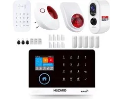 Système d'alarme Hozard® | Panneau de contrôle | Sirène intérieure et extérieure | HD Camera | Système de sécurité Smart Home | Alarme Wi-Fi | Capteurs de porte/fenêtre | Capteurs de mouvement | Étiquettes RFID