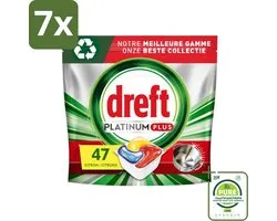 7 x Dreft Platinum Plus - All In One - Vaatwascapsules - Anti-Matt Technologie - Citroen - 47 Afwasbeurten - Grootverpakking - Vaatwascapsules - Vaatwasser Capsules - Vaatwasmiddel - Vaatreiniger - Schoon Vaat
