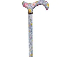 Classic Canes Verstelbare wandelstok - Tea Party - Bloemen - Lavendel - Verstelbaar - Lengte 77 - 100 cm - Aluminium - Derby handvat - Gewicht 315 gram - Diameter wandelstok 16 mm - Wandelstokken - Voor heren en dames - Uitschuifbare wandelstok