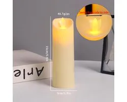 Bougies - 1 pièce - Bougie d'extérieur étanche avec lumière LED - Sans fil et sûre - 5 x 15 cm - Bougie LED clignotante - Minuterie et alimentation par piles - Plastique