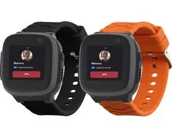 kwmobile horlogeband geschikt voor XPLORA X5 / X5 Play - Maat S - 2x siliconen armband voor fitnesstracker in zwart / oranje